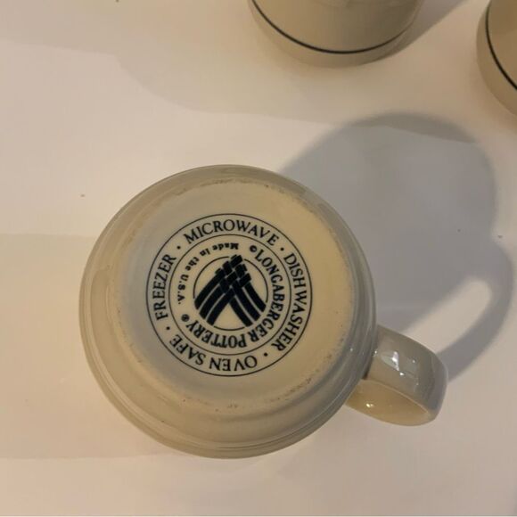 Longaberger Pottery Woven Traditions Cups - Classic Blue (Set of 3) A9 - Picture 5 of 6